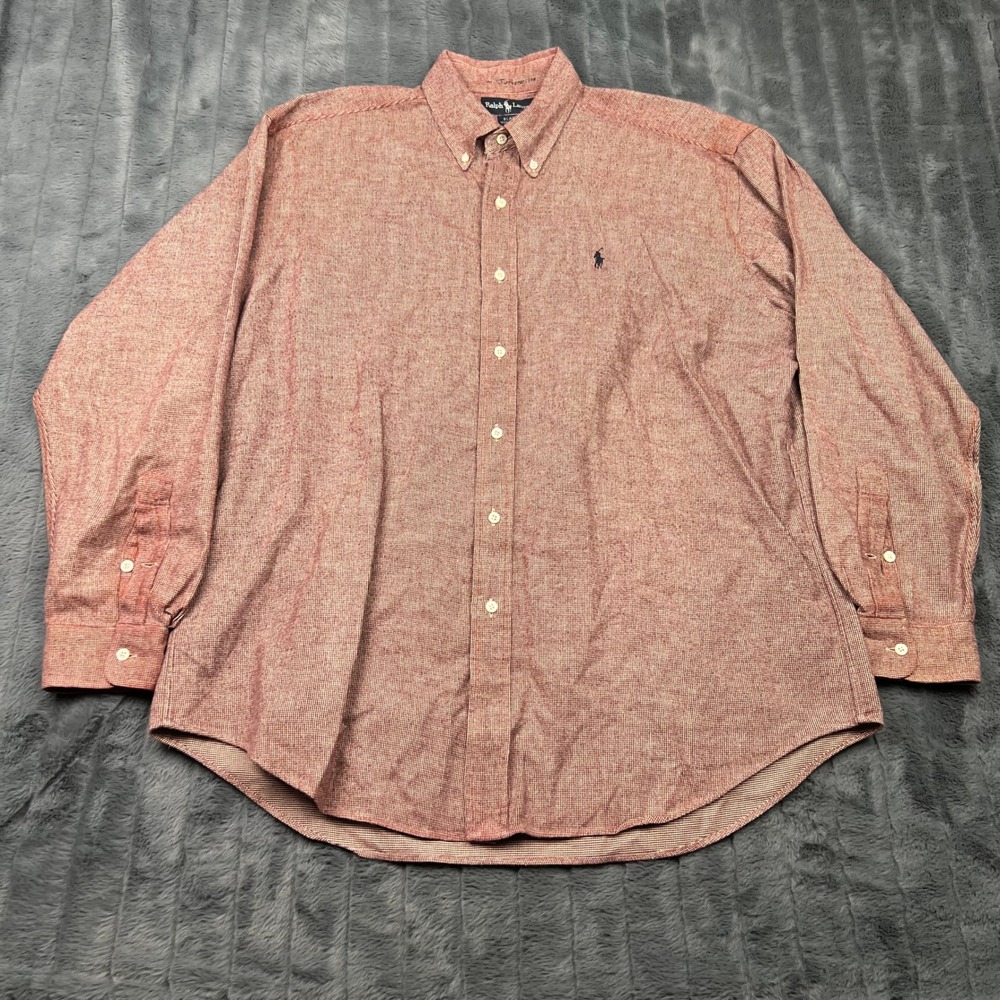 Ralph Lauren Blaire Mens Large Red White Check Cotton Button Down Shirt 14719